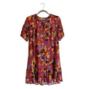 DANIEL RAINN Dress Floral Short Sleeve Peasant Fall Cottage Core Layers | SMALL